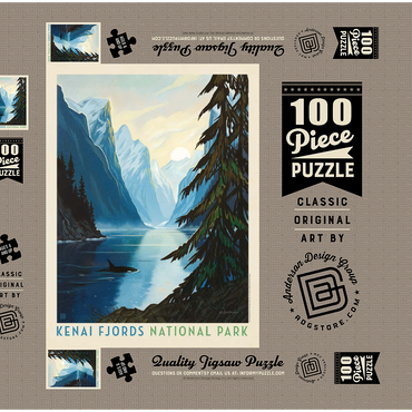 Darstellung des Puzzle Motivs Kenai Fjords National Park: Orca 100 Puzzle Schachtel 3D Modell