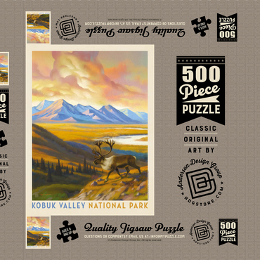 Darstellung des Puzzle Motivs Kobuk Valley National Park: Caribou Country 500 Puzzle Schachtel 3D Modell