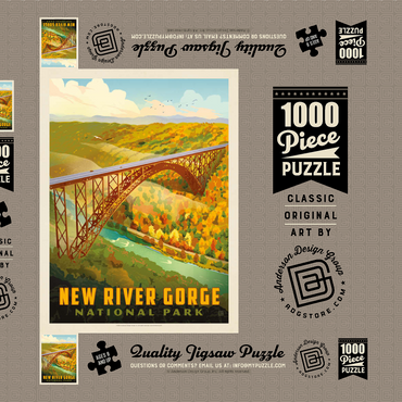 Darstellung des Puzzle Motivs New River Gorge: Bird's Eye View 1000 Puzzle Schachtel 3D Modell