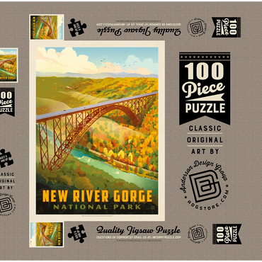 Darstellung des Puzzle Motivs New River Gorge: Bird's Eye View 100 Puzzle Schachtel 3D Modell