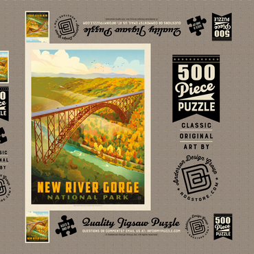 Darstellung des Puzzle Motivs New River Gorge: Bird's Eye View 500 Puzzle Schachtel 3D Modell
