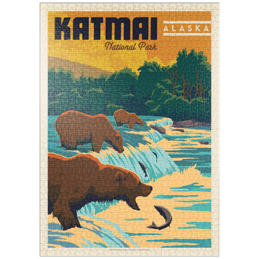 Darstellung des Puzzle Motivs puzzleplate Katmai National Park: Alaska Bears Fishing at Brooks Falls 1000 Puzzle