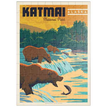 Darstellung des Puzzle Motivs puzzleplate Katmai National Park: Alaska Bears Fishing at Brooks Falls 100 Puzzle