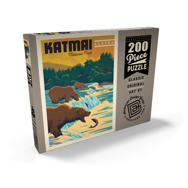 Darstellung des Puzzle Motivs Katmai National Park: Alaska Bears Fishing at Brooks Falls 200 Puzzle Schachtel Ansicht2