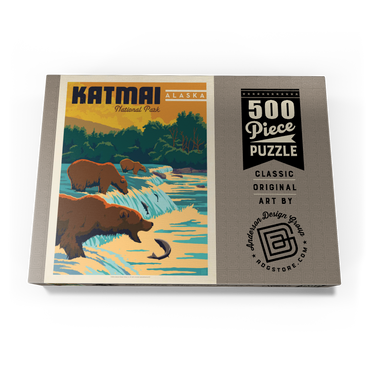 Darstellung des Puzzle Motivs Katmai National Park: Alaska Bears Fishing at Brooks Falls 500 Puzzle Schachtel Ansicht3
