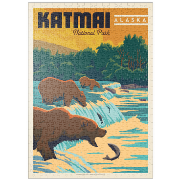 Darstellung des Puzzle Motivs puzzleplate Katmai National Park: Alaska Bears Fishing at Brooks Falls 500 Puzzle