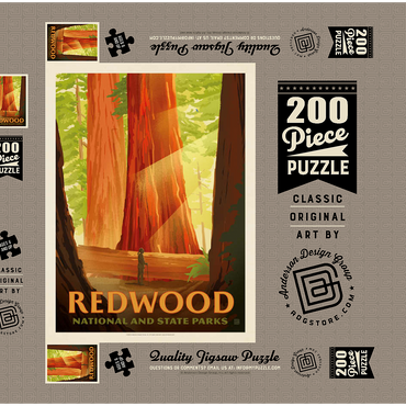 Darstellung des Puzzle Motivs Redwood National And State Parks: Sun Beams 200 Puzzle Schachtel 3D Modell