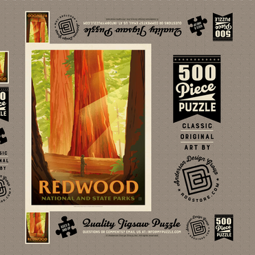 Darstellung des Puzzle Motivs Redwood National And State Parks: Sun Beams 500 Puzzle Schachtel 3D Modell