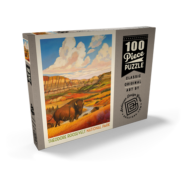 Darstellung des Puzzle Motivs Theodore Roosevelt National Park: Bison Country 100 Puzzle Schachtel Ansicht2