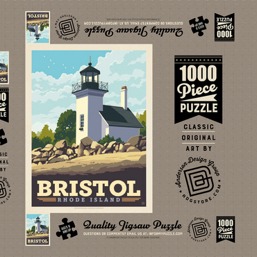 Darstellung des Puzzle Motivs Bristol, Rhode Island: Bristol Ferry Lighthouse 1000 Puzzle Schachtel 3D Modell