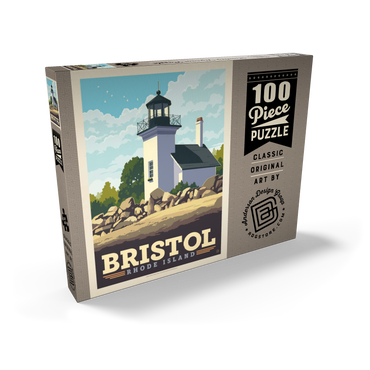 Darstellung des Puzzle Motivs Bristol, Rhode Island: Bristol Ferry Lighthouse 100 Puzzle Schachtel Ansicht2