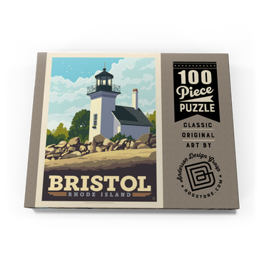 Darstellung des Puzzle Motivs Bristol, Rhode Island: Bristol Ferry Lighthouse 100 Puzzle Schachtel Ansicht3