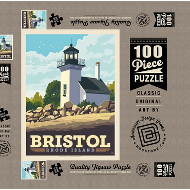 Darstellung des Puzzle Motivs Bristol, Rhode Island: Bristol Ferry Lighthouse 100 Puzzle Schachtel 3D Modell