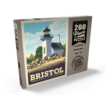 Darstellung des Puzzle Motivs Bristol, Rhode Island: Bristol Ferry Lighthouse 200 Puzzle Schachtel Ansicht2
