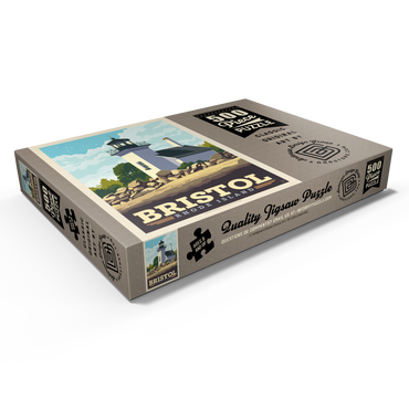 Darstellung des Puzzle Motivs Bristol, Rhode Island: Bristol Ferry Lighthouse 500 Puzzle Schachtel Ansicht1