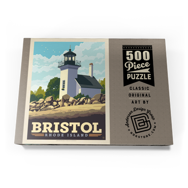 Darstellung des Puzzle Motivs Bristol, Rhode Island: Bristol Ferry Lighthouse 500 Puzzle Schachtel Ansicht3