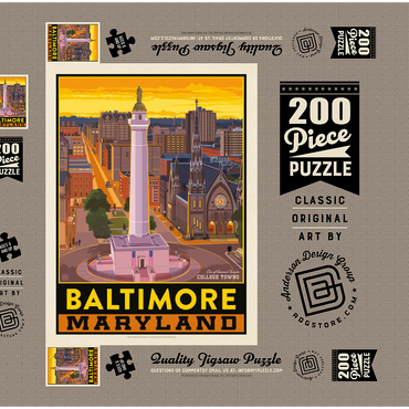 Darstellung des Puzzle Motivs American College Towns: Baltimore, MD 200 Puzzle Schachtel 3D Modell