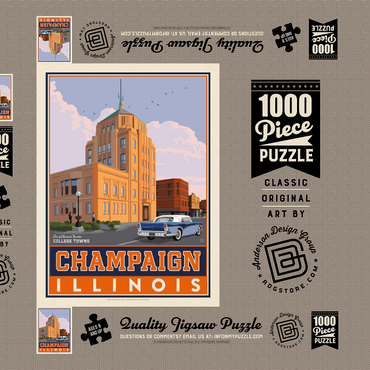 Darstellung des Puzzle Motivs American College Towns: Champaign, IL 1000 Puzzle Schachtel 3D Modell