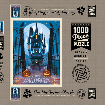 Darstellung des Puzzle Motivs A Happy Halloween: Vintage Poster Puzzle 1000 Puzzle Schachtel 3D Modell