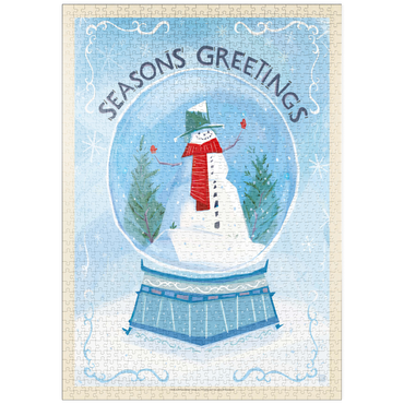 Darstellung des Puzzle Motivs puzzleplate Season’s Greetings Snowman in Winter Snow Globe 1000 Puzzle