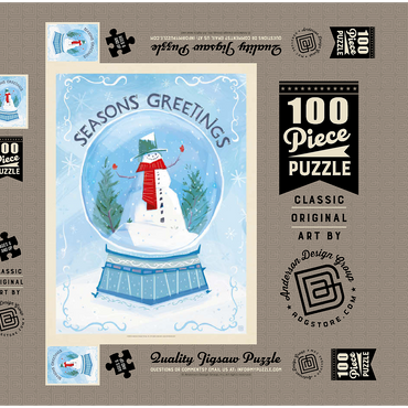 Darstellung des Puzzle Motivs Season’s Greetings Snowman in Winter Snow Globe 100 Puzzle Schachtel 3D Modell