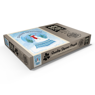Darstellung des Puzzle Motivs Season’s Greetings Snowman in Winter Snow Globe 500 Puzzle Schachtel Ansicht1