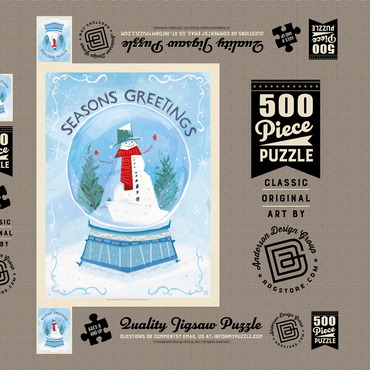 Darstellung des Puzzle Motivs Season’s Greetings Snowman in Winter Snow Globe 500 Puzzle Schachtel 3D Modell