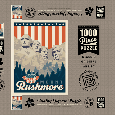 Darstellung des Puzzle Motivs 250th Anniversary USA: Mount Rushmore 1000 Puzzle Schachtel 3D Modell