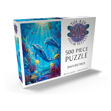Darstellung des Puzzle Motivs Under The Sea Dolphins Coral Reef - Dakota Daetwiler 500 Puzzle Schachtel Ansicht2