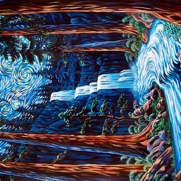 Darstellung des Puzzle Motivs Redwood Starry Night Waterfall - Dakota Daetwiler 1000 Puzzle 3D Modell