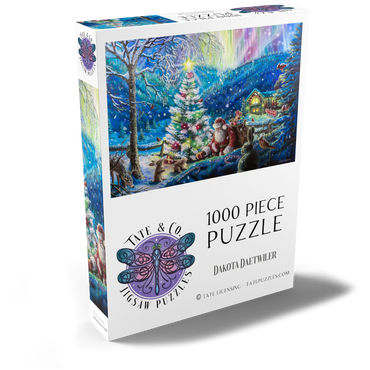 Darstellung des Puzzle Motivs Christmas Tree with Santa & northern lights - Dakota Daetwiler 1000 Puzzle Schachtel Ansicht2