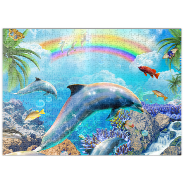Darstellung des Puzzle Motivs puzzleplate Rainbow Dolphin Exploring the Ocean Skies - Random Galaxy 500 Puzzle
