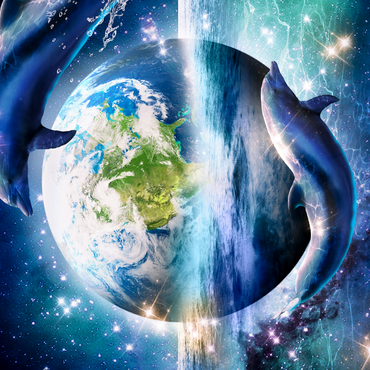 Darstellung des Puzzle Motivs Star Dolphin from the Deep Space Seas - Random Galaxy 1000 Puzzle 3D Modell