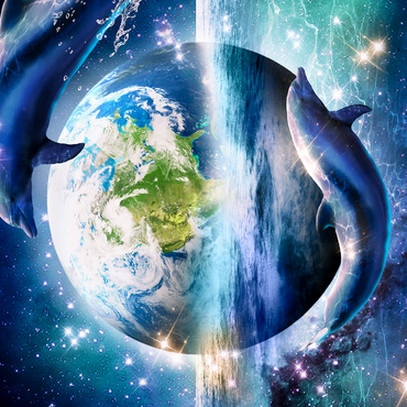 Darstellung des Puzzle Motivs Star Dolphin from the Deep Space Seas - Random Galaxy 500 Puzzle 3D Modell