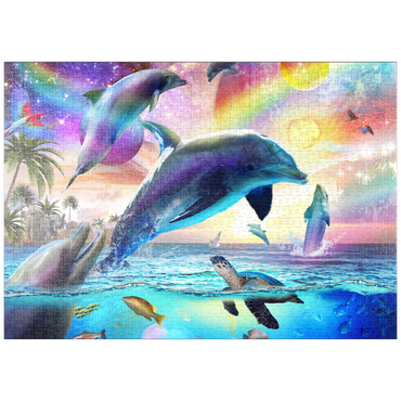 Darstellung des Puzzle Motivs puzzleplate Cosmic Rainbow Dolphin of the Outer Seas - Random Galaxy 1000 Puzzle