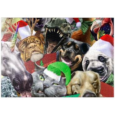 Darstellung des Puzzle Motivs puzzleplate Festive Animal Christmas Carollers - Random Galaxy 1000 Puzzle
