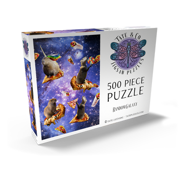 Darstellung des Puzzle Motivs Space Capybara Enjoying a Cosmic Pizza Feast - Random Galaxy 500 Puzzle Schachtel Ansicht2