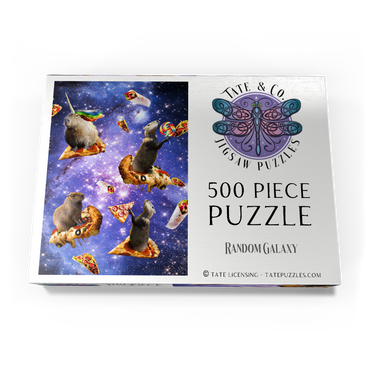Darstellung des Puzzle Motivs Space Capybara Enjoying a Cosmic Pizza Feast - Random Galaxy 500 Puzzle Schachtel Ansicht3
