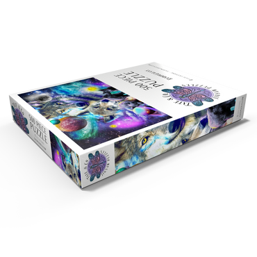 Darstellung des Puzzle Motivs Lone Space Wolf Howling Among the Stars - Random Galaxy 500 Puzzle Schachtel Ansicht1