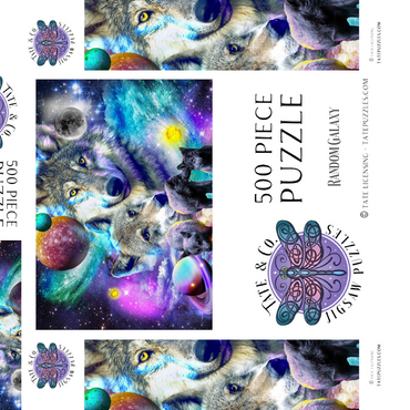 Darstellung des Puzzle Motivs Lone Space Wolf Howling Among the Stars - Random Galaxy 500 Puzzle Schachtel 3D Modell