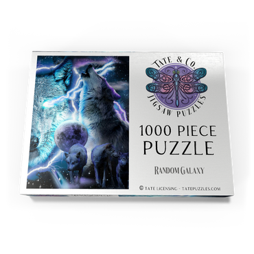 Darstellung des Puzzle Motivs Lightning Wolf Howling Beneath the Moon - Random Galaxy 1000 Puzzle Schachtel Ansicht3