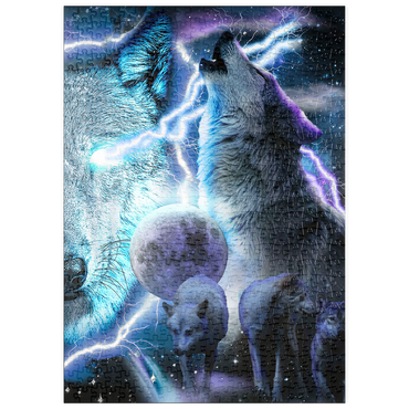 Darstellung des Puzzle Motivs puzzleplate Lightning Wolf Howling Beneath the Moon - Random Galaxy 500 Puzzle