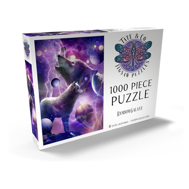 Darstellung des Puzzle Motivs Celestial Wolf Howling Under a Stormy Moon - Random Galaxy 1000 Puzzle Schachtel Ansicht2