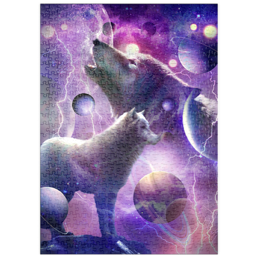 Darstellung des Puzzle Motivs puzzleplate Celestial Wolf Howling Under a Stormy Moon - Random Galaxy 500 Puzzle
