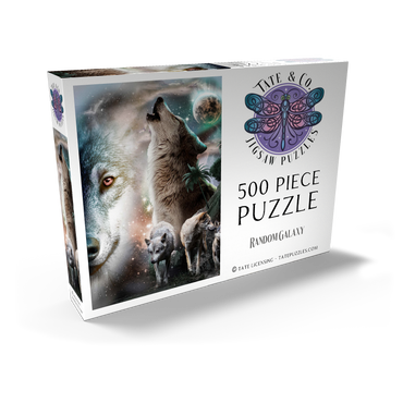 Darstellung des Puzzle Motivs Cosmic Howling Wolf in a Lunar Storm - Random Galaxy 500 Puzzle Schachtel Ansicht2