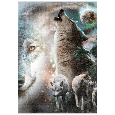 Darstellung des Puzzle Motivs puzzleplate Cosmic Howling Wolf in a Lunar Storm - Random Galaxy 500 Puzzle