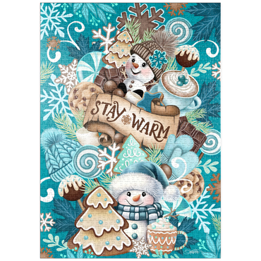 Darstellung des Puzzle Motivs puzzleplate Sweet Snowman Christmas Stack - Sheena Pike 1000 Puzzle