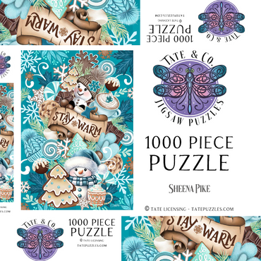 Darstellung des Puzzle Motivs Sweet Snowman Christmas Stack - Sheena Pike 1000 Puzzle Schachtel 3D Modell
