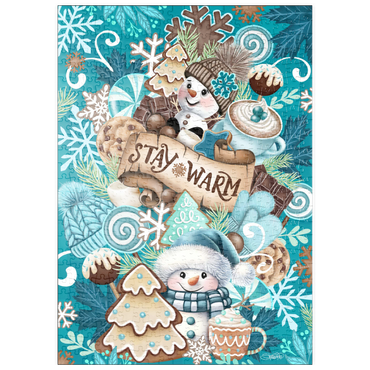 Darstellung des Puzzle Motivs puzzleplate Sweet Snowman Christmas Stack - Sheena Pike 500 Puzzle