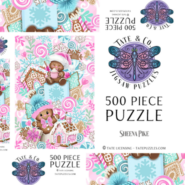 Darstellung des Puzzle Motivs Sweet Gingerbread Christmas Stack - Sheena Pike 500 Puzzle Schachtel 3D Modell